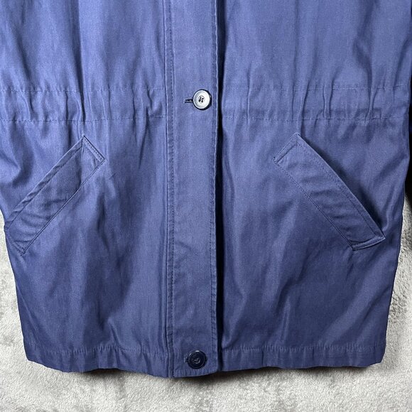 London Fog Parka Jacket Women’s Size S Blue Utility Raincoat with Removable Hood - Picture 5 of 10